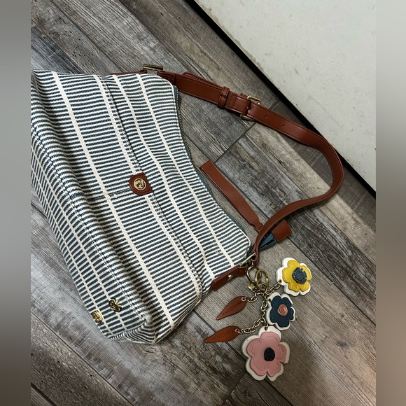 Spartina 449 Handbags - TIDALHOLM Dixie hobo by Spartina 449 Striped Shoulder Bag with Floral Charm